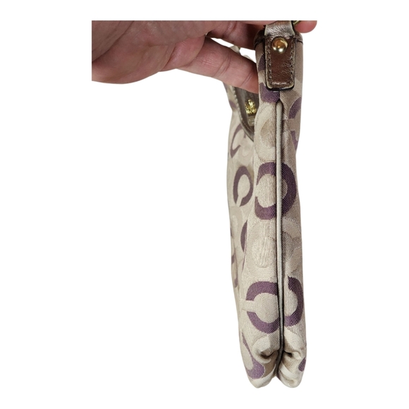 Coach 1941 Crossbody C Logo Jacquard Purse Plum/Taupe Metallic Trim Small Bag - Picture 8 of 15